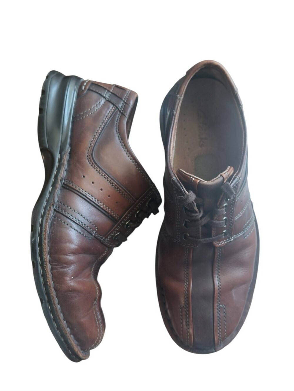 Clarks Touareg Vibe Brown Leather Lace-Up Oxfords Size 8 M